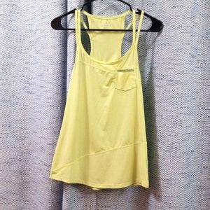 Athleta Green Stripe Speedsetter Tank Double Strap Racerback